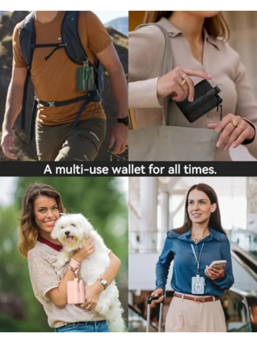 RFID Blocking Minimalist Zip ID Case Wallet with Lanyard Keychain Water